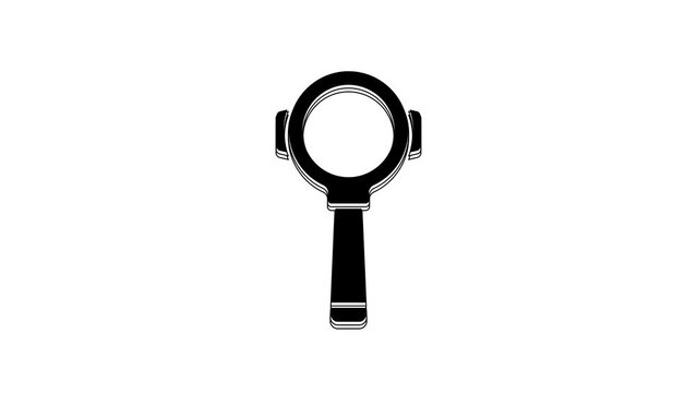 Black Coffee filter holder icon isolated on white background. 4K Video motion graphic animation