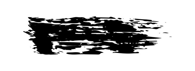 Line brush. Black color stripe isolated on white background. Vintage brush strokes. Hand draw dirty strips. Marker design frame. Grunge texture. Smudged shape. Handmade element. Vector illustration