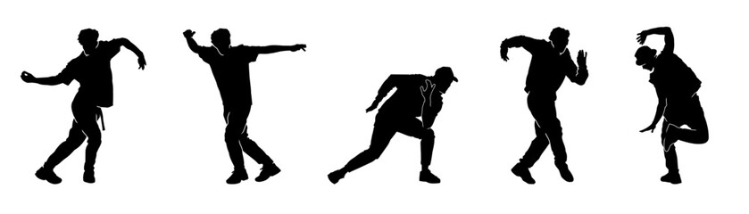 Fototapeta na wymiar Set of street dance vector silhouette.