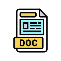 doc file format document color icon vector illustration