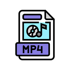 mp4 file format document color icon vector illustration