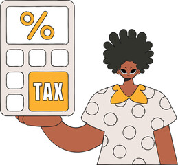 Trendy man holding a calculator in his hand. Tax payment theme.