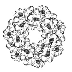 flowers frame colouring book. 