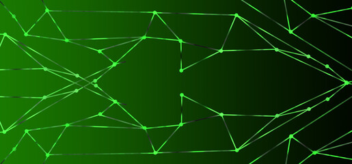 Abstract glowing lines web pattern design with green gradient background 