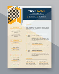 Creative and minimalist resume or cv template design with business jobs, cover letters, job applications and curriculum vitae template layout in vector