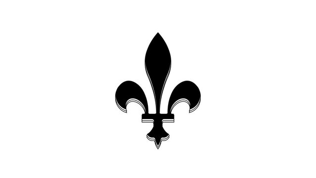 Black Fleur De Lys icon isolated on white background. 4K Video motion graphic animation