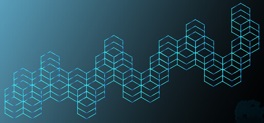 Modern futuristic geometric pattern design with hexagonal shapes on gradient background