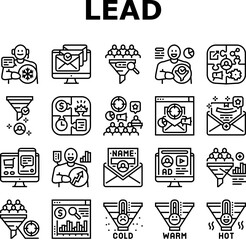 lead marketing generation icons set vector
