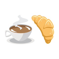 Hot Beverage and Croissant vector design. Isolated coffee, tea with sweet sign design.