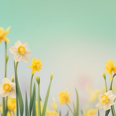 Fototapeta na wymiar Daffodil Flower Meadow Background with Copy Space, created by Generative AI