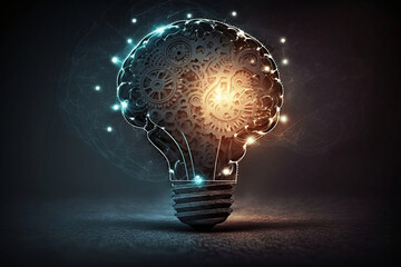 Light bulb with the idea. Light bulb with the concept. Generative AI.