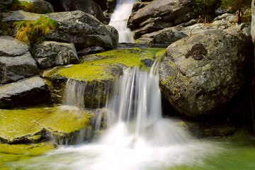 waterfall on mountain river