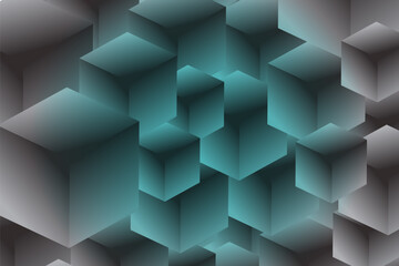 black and white 3D box with abstract geometric background
