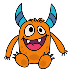 Cheerful Cartoon Monster. Vector Illustration of a Funny Monster on a White Background