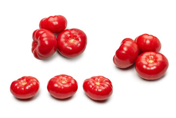 Red fresh tomato isolated on white background.