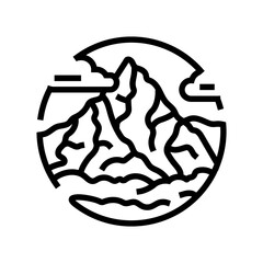 hiking mountain landscape line icon vector illustration