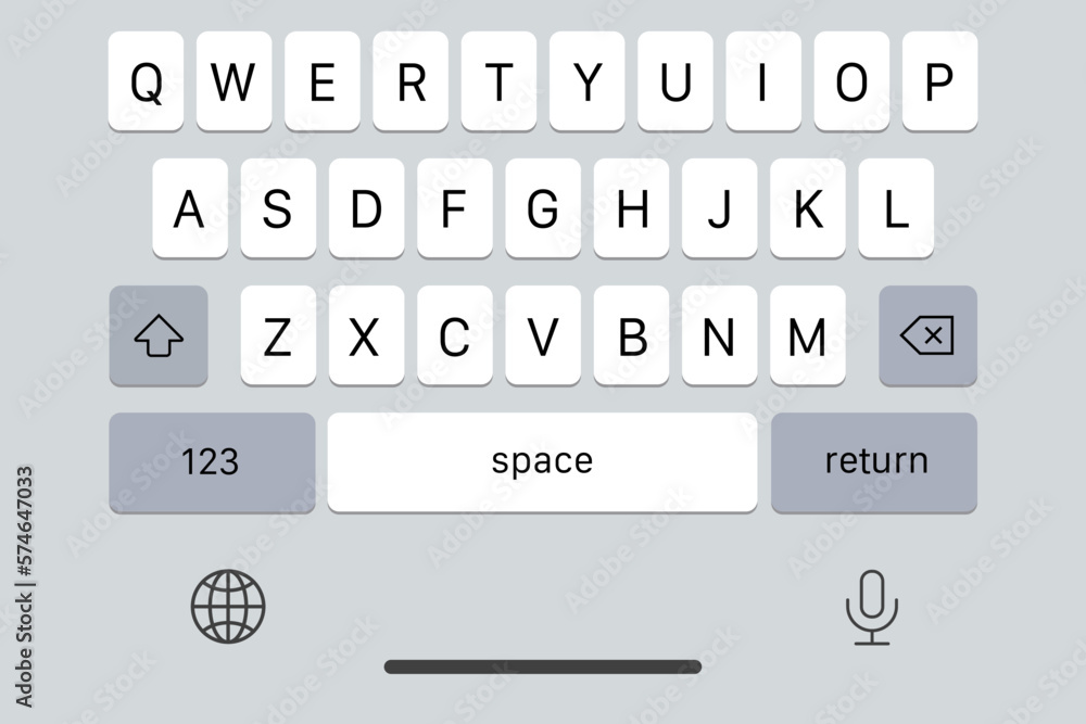 Poster vector modern keyboard of smartphone. keyboard for smartphone in gray. vector eps 10