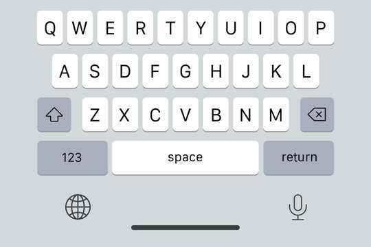 Vector modern keyboard of smartphone. Keyboard for smartphone in gray. Vector EPS 10