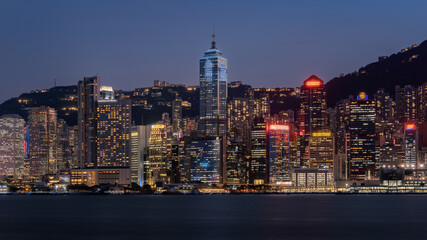 Hong Kong City Blue Hour Night View