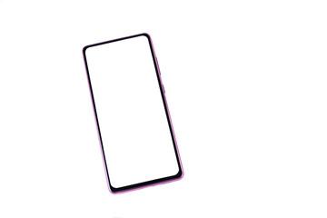 Smartphone touchscreen on wooden table, mockup