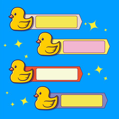 cartoon text box with cute rubber duck