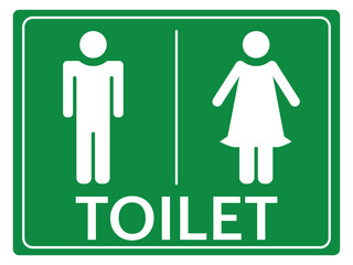 male, female toilet icon. green background vector