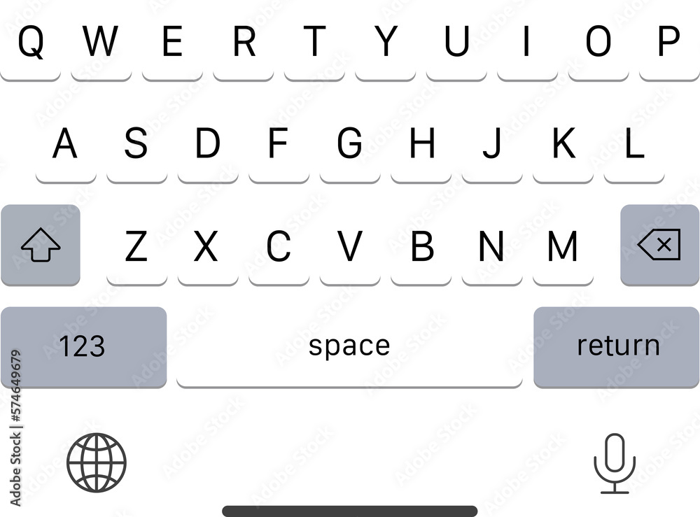 Aufkleber Modern keyboard of smartphone on transparent background. Keyboard for smartphone in gray. PNG image