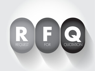 RFQ Request For Quotation - business process in which a company requests a quote from a supplier for the purchase of specific products, acronym text concept background