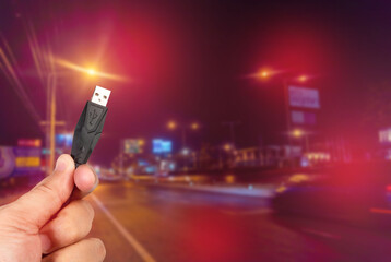 USB 3.0-4.0 head, new technology, hand held fiber optic system Isolated from the background