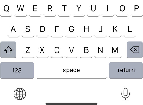 Modern keyboard of smartphone on transparent background. Keyboard for smartphone in gray. PNG image