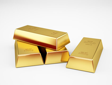 Stack of gold bars concept of success in business and finance, 3d rendering