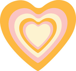 Rainbow retro heart 70s-90s on the white isolated background. 