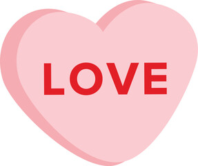 Heart sweet candy with love text on it. 