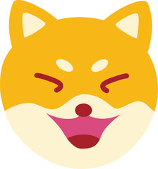 Cute kawaii dog head on the white isolated background.