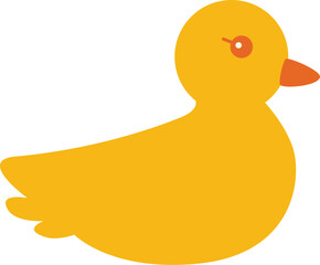 Yellow little cute duck for shower illustration on the white isolated background. 