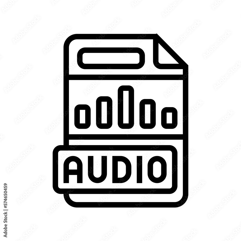 Poster audio file format document line icon vector illustration