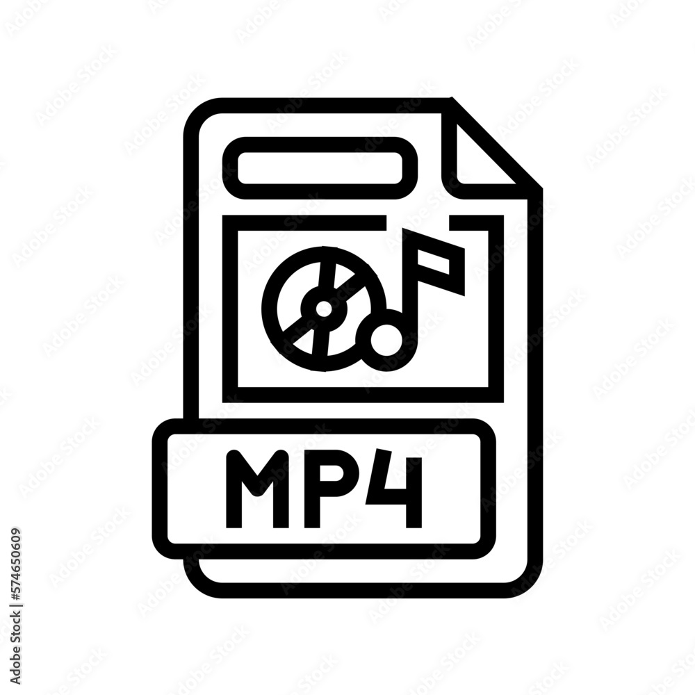 Poster mp4 file format document line icon vector illustration