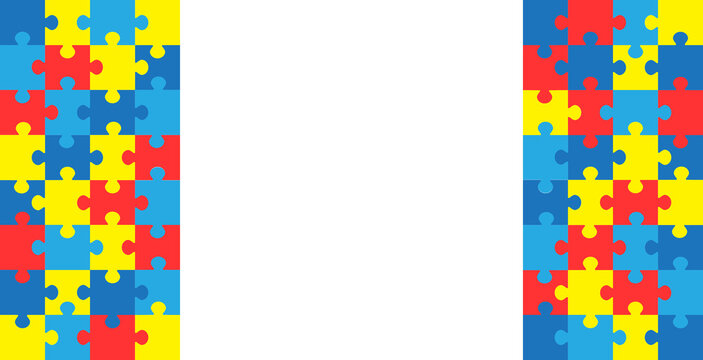 World autism awareness day. Colorful puzzles vector background. Symbol of autism. Medical flat illustration. Health care