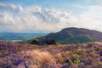 Digital painting of a the Roaches, Hen Cloud and Ramshaw Rocks in the Peak District National Park.