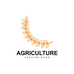 Rice Logo, Agriculture Design, Vector Wheat Rice Icon Template Illustration