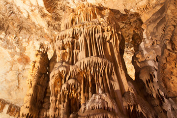 Vranjaca cave with stalactites and stalagmites in Croatia photo