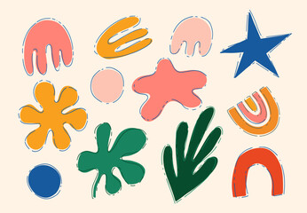 Set of doodle hand drawn organic shapes