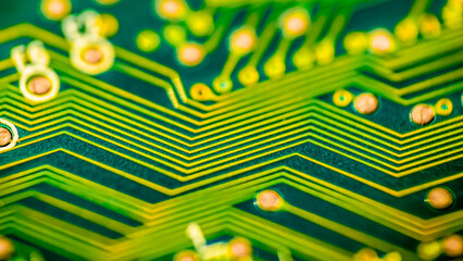 Integrated circuit green background, dostał technology