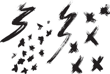Hand Drawn Dry Brush Abstract Shapes Contemporary Pattern.