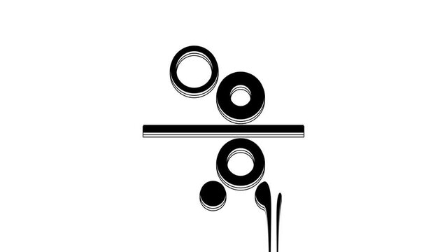 Black Paper roll of a printing press icon isolated on white background. 4K Video motion graphic animation