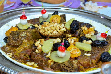 Moroccan dish with meat and plums.