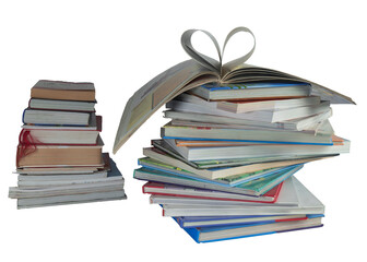 Stos książek bez tła. z miłości do czytania - obrazy, fototapety, plakaty