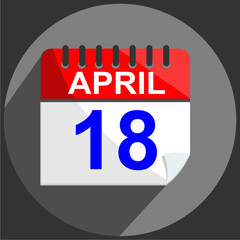 April 18, April 18 calendar date on gray background.