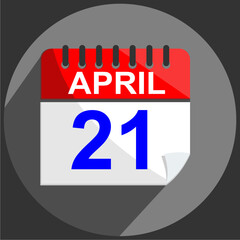 April 21, April 21calendar date on gray background.