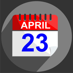 April 23 , April 23 calendar date on gray background.